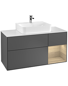 Villeroy und Boch Finion Villeroy und Boch G171PCGK 120cm, plaque de finition blanc mat, Emotion, étagère à droite Oak Veneer , anthracite mat