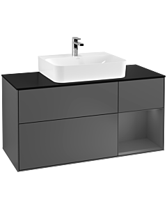 Villeroy und Boch Finion Waschtischunterschrank G172GKGK 120cm, Abdeckplatte black matt, Emotion, Regal rechts Anthracite matt, Anthracite matt