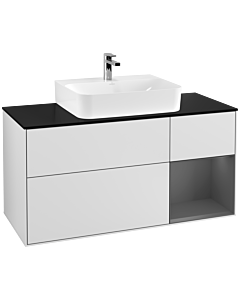 Villeroy und Boch Finion Villeroy und Boch G172GKMT 120cm, plaque de finition noir mat, Emotion, étagère à droite Anthracite mat, Laqué blanc mat