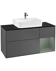 Villeroy und Boch Finion Villeroy und Boch Finion G172GMGK 120cm, cover plate black matt, Emotion, shelf on the right Olive Matt Lacquer , anthracite matt
