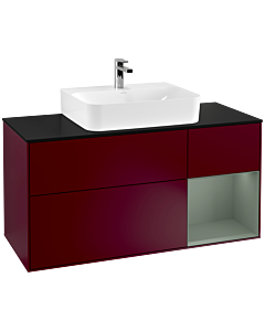 Villeroy und Boch Finion Villeroy und Boch G172GMHB 120cm, plaque de finition noir mat, Emotion, étagère à droite Olive Matt Lacquer , Peony Matt