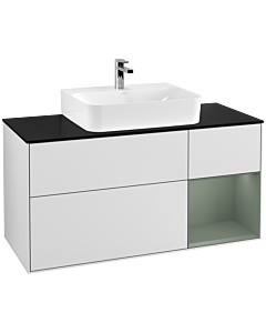 Villeroy und Boch Finion Villeroy und Boch G172GMMT 120cm, plaque de finition noir mat, Emotion, étagère à droite Olive Matt Lacquer , laqué blanc mat