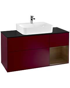 Villeroy und Boch Finion Villeroy und Boch G172GNHB 120cm, plaque de finition noir mat, Emotion, étagère à droite placage noyer, Peony Matt