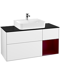 Villeroy und Boch Finion Villeroy und Boch Finion G172HBGF 120cm, cover plate black matt, Emotion, shelf on the right Peony , glossy white lacquer