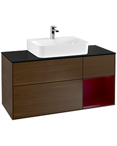 Villeroy und Boch Finion Villeroy und Boch Finion G172HBGN 120cm, cover plate black matt, Emotion, shelf on the right Peony , Peony veneer