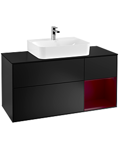 Villeroy und Boch Finion Waschtischunterschrank G172HBPD 120cm, Abdeckplatte black matt, Emotion, Regal rechts Peony, Black matt lacquer