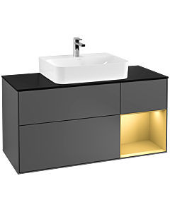 Villeroy und Boch Finion Villeroy und Boch G172HFGK 120cm, plaque de finition noir mat, émotion, étagère à droite or mat, anthracite mat