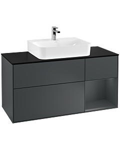 Villeroy und Boch Finion Waschtischunterschrank G172HGHG 120cm, Abdeckplatte black matt, Emotion, Regal rechts Midnight Blue Matt Lacquer, Midnight Blue Matt Lacquer