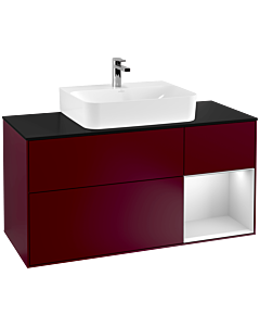 Villeroy und Boch Finion Villeroy und Boch G172MTHB 120cm, plaque de finition noir mat, Emotion, étagère à droite laqué blanc mat, Peony Matt