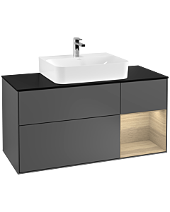 Villeroy und Boch Finion Villeroy und Boch G172PCGK 120cm, plaque de finition noir mat, émotion, étagère à droite Oak Veneer , anthracite mat