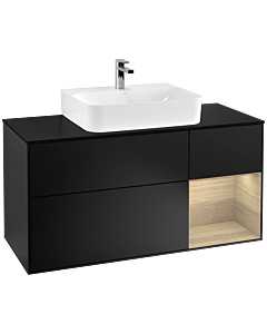 Villeroy und Boch Finion Villeroy und Boch G172PCPD 120cm, plaque de finition noir mat, Emotion, étagère à droite Oak Veneer , laqué noir mat