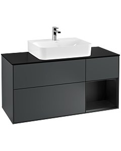 Villeroy und Boch Finion Waschtischunterschrank G172PDHG 120cm, Abdeckplatte black matt, Emotion, Regal rechts Black matt lacquer, Midnight Blue Matt Lacquer