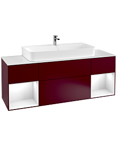 Villeroy und Boch Finion Waschtischunterschrank G211GFHB 160cm, Abdeckplatte white matt, Emotion, Regale Glossy white lacquer, Peony Matt