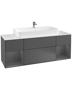 Villeroy und Boch Finion Villeroy und Boch G211GKGK 160cm, plaque de finition blanc mat, Emotion, étagères Laque anthracite mat, Anthracite mat