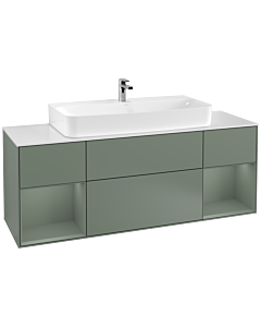 Villeroy und Boch Finion Waschtischunterschrank G211GMGM 160cm, Abdeckplatte white matt, Emotion, Regale Olive matt lacquer, Olive Matt Lacquer