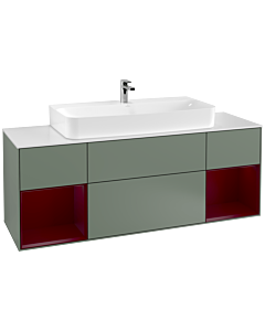 Villeroy und Boch Finion Villeroy und Boch G211HBGM 160cm, couvercle blanc mat, Emotion, étagères Peony laqué mat, Olive Matt Lacquer