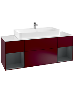 Villeroy und Boch Finion Waschtischunterschrank G211HGHB 160cm, Abdeckplatte white matt, Emotion, Regale Midnight matt lacquer, Peony Matt