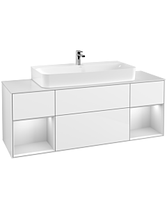 Villeroy und Boch Finion Waschtischunterschrank G211MTGF 160cm, Abdeckplatte white matt, Emotion, Regale White matt lacquer, Glossy white lacquer