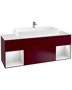 Villeroy und Boch Finion Waschtischunterschrank G211MTHB 160cm, Abdeckplatte white matt, Emotion, Regale White matt lacquer, Peony Matt