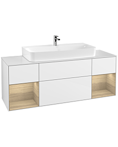 Villeroy und Boch Finion Villeroy und Boch G211PCGF 160cm, plaque de finition blanc mat, emotion, étagères Oak Veneer , laqué blanc brillant