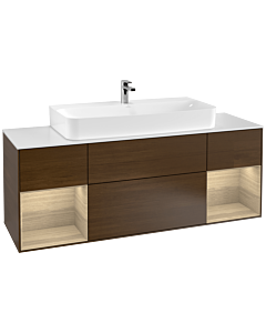 Villeroy und Boch Finion Villeroy und Boch G211PCGN 160cm, plaque de finition blanc mat, Emotion, étagères Oak Veneer , placage noyer