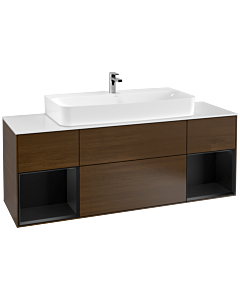 Villeroy und Boch Finion Villeroy und Boch Finion G211PDGN 160cm, cover plate white matt, Emotion, shelves black matt lacquer, walnut veneer