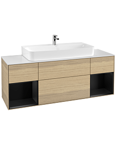 Villeroy und Boch Finion Villeroy und Boch Finion G211PDPC 160cm, cover plate white matt, Emotion, shelves black matt lacquer, Oak Veneer