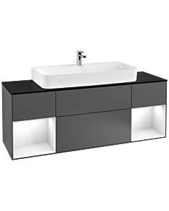 Villeroy und Boch Finion Villeroy und Boch Finion G212GFGK 160cm, cover plate black matt, Emotion, shelves Glossy white lacquer, anthracite matt