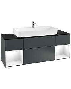 Villeroy und Boch Finion Villeroy und Boch Finion G212GFHG 160cm, cover plate black matt, Emotion, shelves Glossy white lacquer, Midnight Blue Matt Lacquer