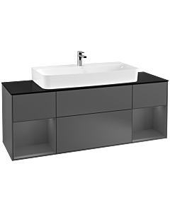 Villeroy und Boch Finion Villeroy und Boch G212GKGK 160cm, plaque de finition noir mat, Emotion, étagères laqué anthracite mat, anthracite mat