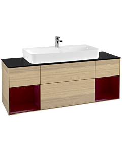 Villeroy und Boch Finion Villeroy und Boch G212HBPC 160cm, plaque de finition noir mat, Emotion, étagères Peony laqué mat, Oak Veneer