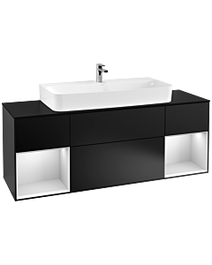 Villeroy und Boch Finion Villeroy und Boch Finion G212MTPD 160cm, cover plate black matt, Emotion, shelves White matt lacquer, Black matt lacquer