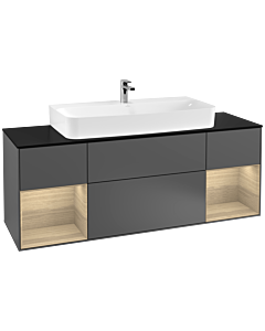 Villeroy und Boch Finion Villeroy und Boch G212PCGK 160cm, plaque de finition noir mat, émotion, étagères Oak Veneer , anthracite mat