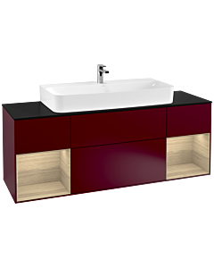 Villeroy und Boch Finion Villeroy und Boch G212PCHB 160cm, plaque de finition noir mat, émotion, étagères Oak Veneer , Peony Matt