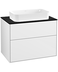 Villeroy und Boch Finion Waschtischunterschrank G22200GF 80x60,3cm, Emotion, Abdeckplatte black matt, Glossy white lacquer