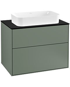 Villeroy und Boch Finion Waschtischunterschrank G22200GM 80x60,3cm, Emotion, Abdeckplatte black matt, Olive Matt Lacquer