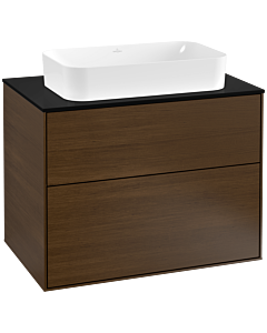 Villeroy und Boch Finion Waschtischunterschrank G22200GN 80x60,3cm, Emotion, Abdeckplatte black matt, Walnut veneer