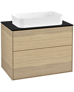 Villeroy und Boch Finion Waschtischunterschrank G22200PC 80x60,3cm, Emotion, Abdeckplatte black matt, Oak Veneer