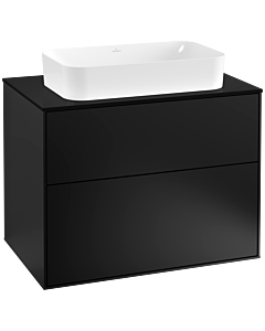 Villeroy und Boch Finion Waschtischunterschrank G22200PD 80x60,3cm, Emotion, Abdeckplatte black matt, Black matt lacquer