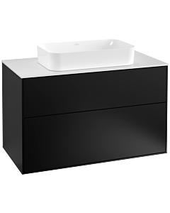 Villeroy und Boch Finion Waschtischunterschrank G23100PD 100x60,3cm, Emotion, Abdeckplatte white matt, Black matt lacquer