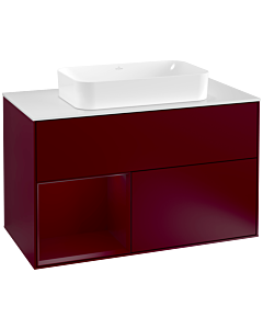 Villeroy und Boch Finion Waschtischunterschrank G241HBHB 100cm, Abdeckplatte white matt, Emotion, Regal links Peony, Peony Matt