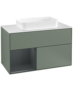 Villeroy und Boch Finion Villeroy und Boch Finion G241HGGM 100cm, cover plate white matt, Emotion, shelf left Midnight Blue Matt Lacquer , Olive Matt Lacquer