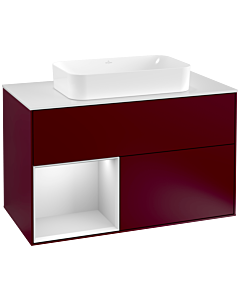 Villeroy und Boch Finion Villeroy und Boch G241MTHB 100cm, plaque de finition blanc mat, Emotion, étagère gauche laqué blanc mat, Peony Matt