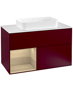 Villeroy und Boch Finion Villeroy und Boch G241PCHB 100cm, plaque de finition blanc mat, émotion, étagère à gauche Oak Veneer , Peony Matt