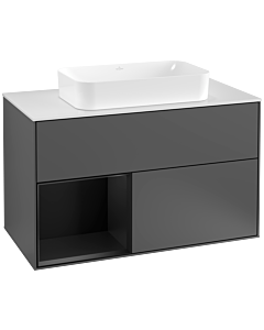 Villeroy und Boch Finion Villeroy und Boch Finion G241PDGK 100cm, cover plate white matt, Emotion, shelf left black matt lacquer, anthracite matt