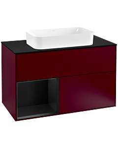 Villeroy und Boch Finion Villeroy und Boch Finion G242PDHB 100cm, cover plate black matt, Emotion, shelf left black matt lacquer, Peony Matt