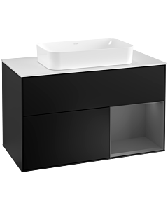 Villeroy und Boch Finion Villeroy und Boch Finion G251GKPD 100cm, cover plate white matt, Emotion, shelf on the right anthracite matt, black matt lacquer