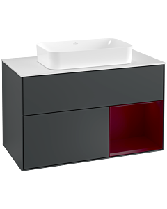 Villeroy und Boch Finion Villeroy und Boch Finion G251HBHG 100cm, cover plate white matt, Emotion, shelf on the right Peony , Midnight Blue Matt Lacquer