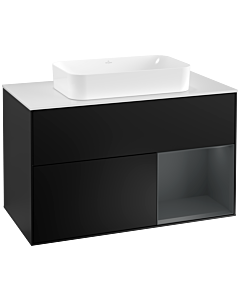 Villeroy und Boch Finion Villeroy und Boch Finion G251HGPD 100cm, cover plate white matt, Emotion, shelf on the right Midnight Blue Matt Lacquer , black matt lacquer