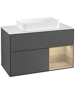 Villeroy und Boch Finion Villeroy und Boch G251PCGK 100cm, plaque de recouvrement blanc mat, émotion, étagère à droite Oak Veneer , anthracite mat